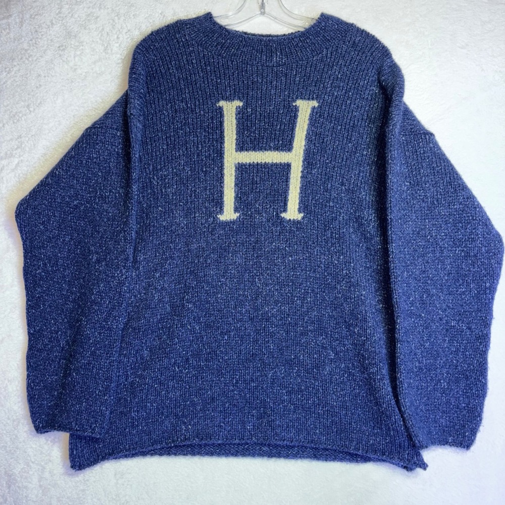 Harry Potter Wizarding World Harry Initial Sweater Blue Wool Silk Scotland L